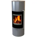 EEK A+ Runder Premium-Kaminofen Ottawa mit Speicherstein, gussgrau - Grau