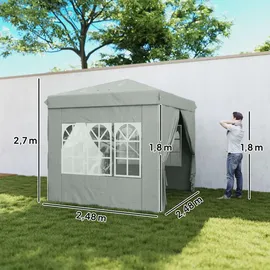 Outsunny Faltpavillon 2,5 x 2,5 m inkl. 4 Seitenteile Hellgrau