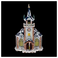 Hubrig Volkskunst GmbH Winterkinder Winterhaus Kirche 31 cm beleuchtet