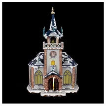 Hubrig Volkskunst GmbH Winterkinder Winterhaus Kirche 31 cm beleuchtet