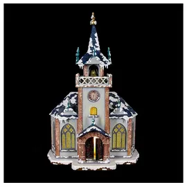 Hubrig Volkskunst GmbH Winterkinder Winterhaus Kirche 31 cm beleuchtet