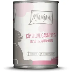 MJAMJAM Leckere Mahlzeit 400g Dose Katzennassfutter 6 x 400 Gramm köstliche Garnelen an saftigem Hühnchen