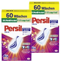 Persil Power Bars Color Waschmittel 120 WL (2 x 60 Waschladungen), vordosiertes Buntwaschmittel mit biologisch abbaubarem Schutzfilm, für reine Wäsche & hygienische Frische für die Maschine