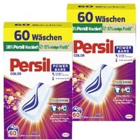 Persil Power Bars Color Waschmittel 120 WL (2 x 60 Waschladungen), vordosiertes Buntwaschmittel mit biologisch abbaubarem Schutzfilm, für reine Wäsche & hygienische Frische für die Maschine