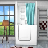 SeniorBad Seniorendusche und Sitzwanne Kombination Wanne mit Tür S02D-TH-B-R 100x78x205cm - Weiß