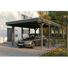 SKANHOLZ Flachdach Carport 4,02 x 5,55 m schiefergrau inkl. Pfostenanker