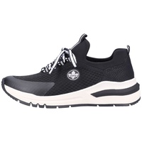 RIEKER Sneaker Halbschuh Kontrastfarben angesagt sportliche Optik M6650, Größe:38 EU, Farbe:Schwarz