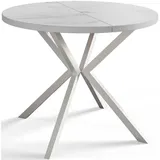Alpi-Möbel Runder, Hellgrau, Weiß, Holzwerkstoff, Rund, X-Form, 100x76x100 cm, Esszimmer, Tische, Esstische