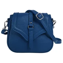 Cluty Umhängetasche Damen, blau – 19 x 17 x 7 cm, Leder, Made in Italy