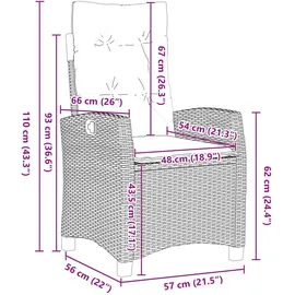 vidaXL 5-teiliges Garten-Esszimmer-Set mit Kissen - Beiger Poly-Rattan