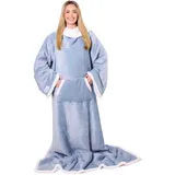 Snuggie Sherpa – Die neue und verbesserte tragbare Decke mit Ärmeln, warm, gemütlich, super weich, Sherpa, funktionelle Decke mit Ärmeln und Taschen für Erwachsene, Damen, Herren, Dusty Blue - Einheitsgröße