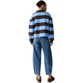 Opus Glocki Sweatshirt Breiten Rugby Streifen Water Blue 38