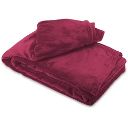 Leonado Vicenti Kuscheldecke Bordeaux 150x200 cm Wolldecke Fleece extra weiche Wohndecke Sofa