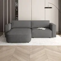 Beautysofa Ecksofa CARLOS velo634- Dunkelgrau, mit Schlaffunktion, mit Bettkasten