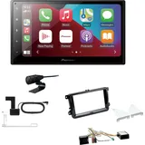 EHO Pioneer SPH-DA160DAB 2-DIN Autoradio CarPlay Android Auto Bluetooth DAB USB passend für Volkswagen VW Caddy ab 2003 piano black inkl Canbus