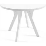 MTJMöbel Runder Ausziehtisch ORIO 90/190, Industriestil, Esstisch, Küchentisch, Rundtisch, Glattes Weiß + Weiß - Weiß