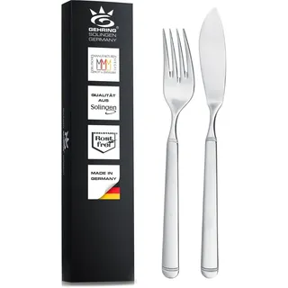 SOLINGEN| Gehring Fischbesteck - Fischmesser & Fischgabel | Made in Germany, Set für 6 Personen, 12 teilig, Edelstahl 18/10