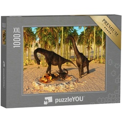 puzzleYOU Puzzle Puzzle 1000 Teile XXL „Brachiosaurus-Eltern und Dino-Eier“, 1000 Puzzleteile, puzzleYOU-Kollektionen Dinosaurier, Tiere aus Fantasy & Urzeit