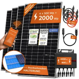 solarway Balkonkraftwerk 2000W komplett Steckdose - neuester 2000W Wechselrichter - 500W Solarmodule & Zubehör