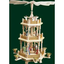 Erzgebirgische Volkskunst Richard Glässer GmbH Weihnachtspyramide Tischpyramide Erzgebirge Richard Glässer Seiffen Seiffen 2-stöckig Christi Geburt bunt, 16720