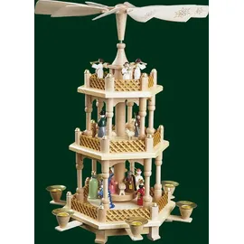 Erzgebirgische Volkskunst Richard Glässer GmbH Weihnachtspyramide Tischpyramide Erzgebirge Richard Glässer Seiffen Seiffen 2-stöckig Christi Geburt bunt, 16720