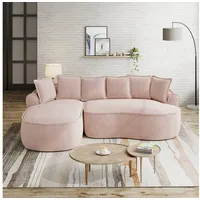 STILVORA Schlafsofa L-Form Modulares Sofa mit Chaiselongue & Kissen, Rosa rosa