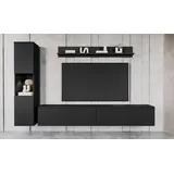 INOSIGN Wohnwand PARIS, Vitrine Türanschlag links/rechts wechselbar, (Komplett-Set, 3-St), grifflose Design, stehend und hängend montierbar schwarz