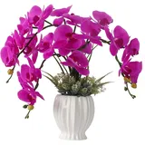 LESING Künstliche Blumen Ochideen Pflanzen Gefälschte Orchidee im Topf Künstliche Blumen mit Vase Orquidea Faux Orchidee für Zuhause Innendekoration (Stil 4, weiße Vase)