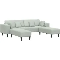 vidaXL Samt Sofa mit Kissen mit Kissen 3 pcs Hellgrau 208 cm Samt