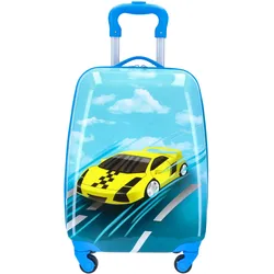 TheTrueC Kinder Trolley Hartschale Rennauto blau