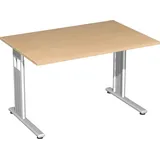 Geramöbel Flex Schreibtisch buche rechteckig, C-Fuß-Gestell silber 120,0 x 80,0 cm