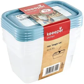 KEEEPER Vorratsdose eckig blau 15,5 x 10,5 x 0,75 l 4-teiliges Set