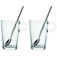 LEONARDO Latte-Macchiato-Glas Macchiatogläser-Set 4-teilig Loop, Klarglas, Kaffeegläser weiß