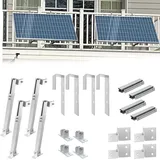 Für 2 Solarmodule Premium Montageset Balkongelände Balkonkraftwerk Halterung Aufständerung Balkon Geländer eckig