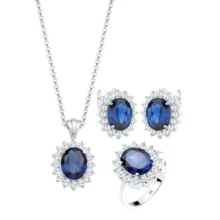 Elli - Elli Schmuckset Saphirblau Zirkonia 925 Silber Schmuck-Set Damen (299.99 € / )