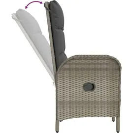 vidaXL 3-tlg. Garten-Essgruppe mit Kissen Schwarz und Grau Poly Rattan