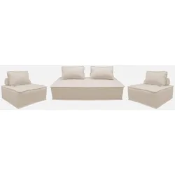 3er-Set Sessel für modulares Sofa, 4 Sitzplätze, cremefarbenen - Dao