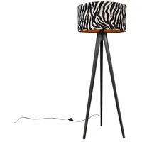QAZQA Stehlampe Stativ schwarz mit Schirm Zebra 50 cm