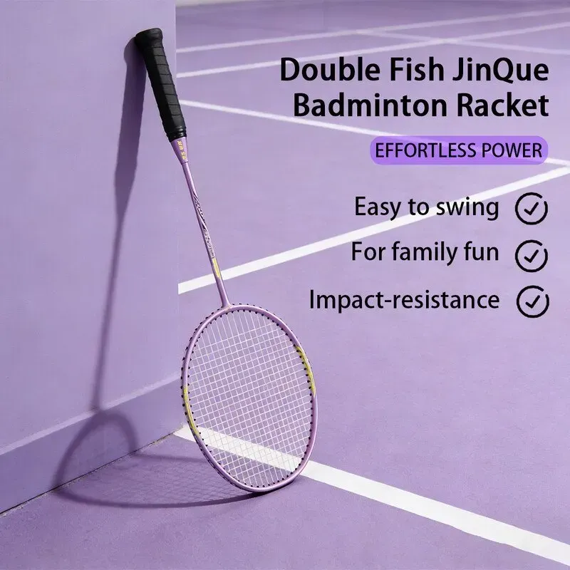 Double Fish JinQue Badminton-Schläger Doppelset, Carbon-Aluminium, lila, 1501