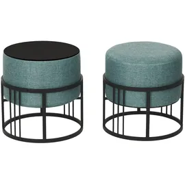 [en.casa] Hocker, Multifunktionaler stapelbarer Sitzhocker Tas 2er Set rund Grün