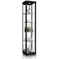 K-Möbel GLASVITRINE, Schwarz, Glas, 4 Fächer, Rechteckig, 37x176x33 cm,