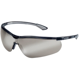 Uvex Safety, Schutzbrille + Gesichtsschutz, sportstyle Silberspgl. AF schw/grau