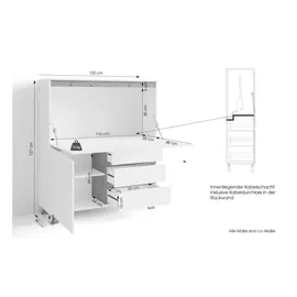 byLIVING Sekretär VALENTIN Breite 120 cm weiß/Artisan Eiche Eiche-Optik