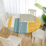 Morbuy Rund Tischdecke Elastisch, Graffiti Rund Tischdecken Wasserdicht Lotuseffekt Abwaschbar Abwischbar Tischtuch für Garten Outdoor Küchentisch (Für Tisch 100-110 cm,Orange)