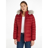 Tommy Hilfiger Damen Daunenjacke Down Jacket With Fur Winter, Rot (Rouge), XL