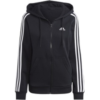 Adidas Damen Essentials 3-Stripes Full-Zip Fleece Hoodie, Black/White, S