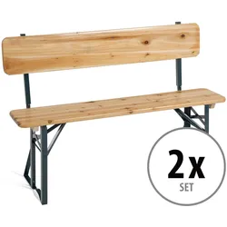 Stagecaptain BBB-119 Hirschgarten Bierzeltbank mit Lehne 119 cm Natur 2x Set