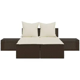 vidaXL Doppel-Sonnenliege 115 x 58 x 30 cm Braun
