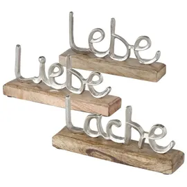 Boltze Dekoaufsteller/Schriftzug aus Holz und Aluminium "Lebe/Liebe/Lache" von Boltze -