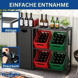 DanDiBo Ambiente Getränkekistenregal 4 Kisten mit Ablage 2 in 1 Metall 96647  Schwarz